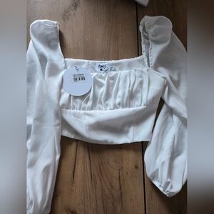 Princess Polly Ariah Top | White Balloon Sleeve | Size 2 | NEW